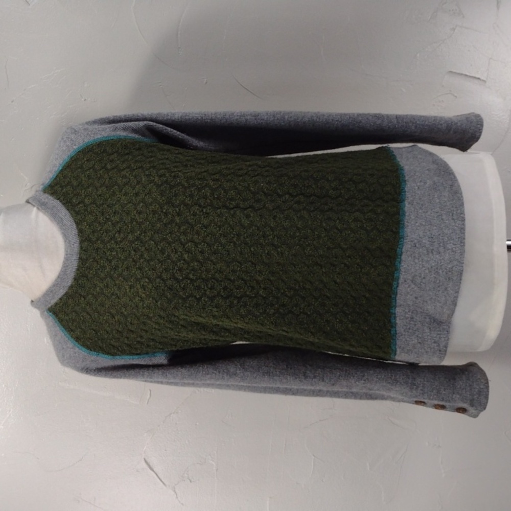 Prana Aya Olive Colorblock Raglan Wool-blend Knit Pullover Sweater Women's Small